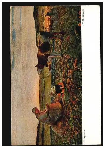 AK Artiste G. Segantini: Heure Brube - Cuisson sur le terrain Bovins, inutilisé