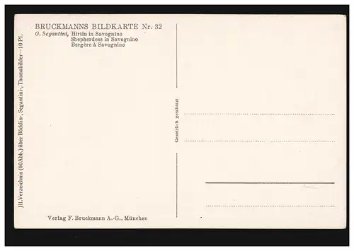 Künstler-AK G. Segantini: Hirtin in Savognino Schafsherde, ungebraucht