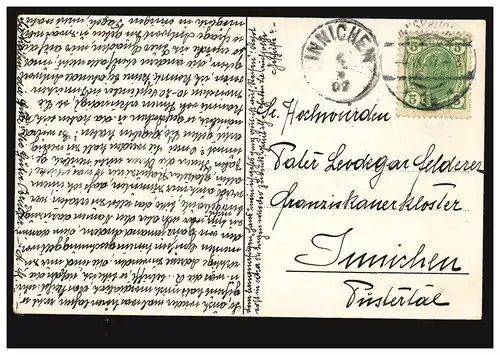 Artiste-AK Dorfidylle Poules et chèvres, INNSBRUCK 4.9.1907 selon INNICHEN 4.9