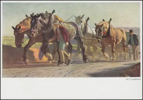 AK Jul. P. Junghanns: Travail lourd - avec des chevaux en attelage, non utilisé