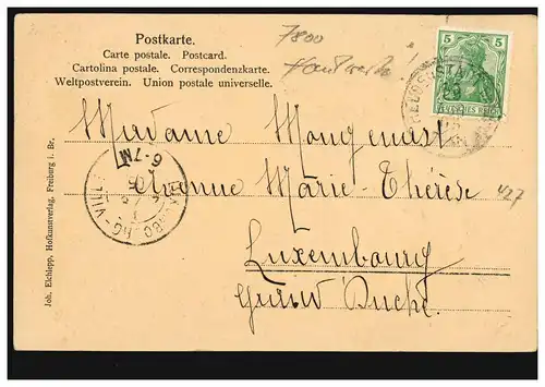 Foto-AK Forgeron dans la Forêt Noire: Saisissage de sabots, 1905 vers Luxembourg