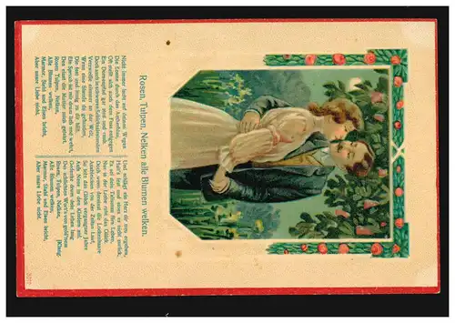 Liebes-AK Liebesspruch: Rosen, Tulpen, Nelken alle Blumen welken! ungebraucht