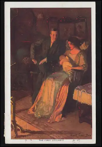 Künstler-AK Dew: Glückliche Eltern - Das erste Wiegenlied, WIEN 29.1.1913