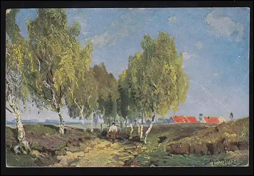 Poste de terrain BS Compagnie de garnison pionnier 265 sur Artiste-AK Dorfidylle, 1917
