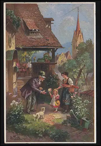 Künstler-AK J. Frank: Die kleine Gratulantin, Eulen-Verlag Berlin, ungebraucht