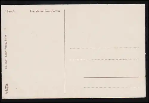 Künstler-AK J. Frank: Die kleine Gratulantin, Eulen-Verlag Berlin, ungebraucht