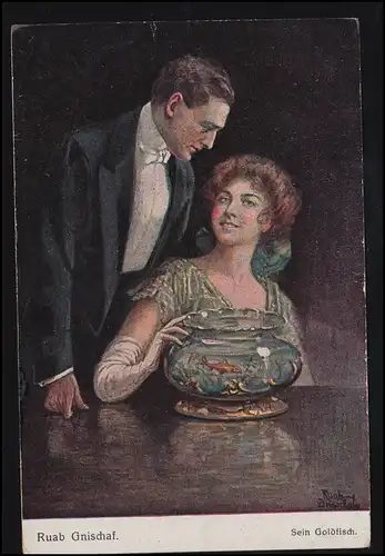 AK Artiste Ruab Gnischaf: Son poisson rouge, édition S.V.D., inutilisé