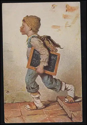 Artiste-AK Kaulbach: Heureux - Le jeune écolier, inutile