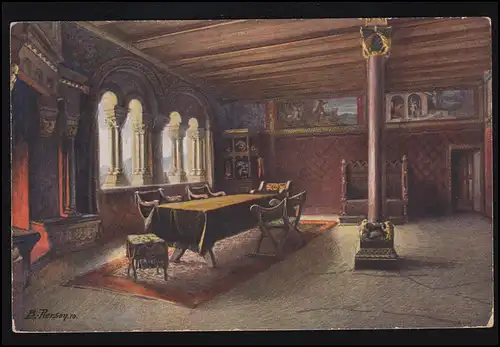 Künstler-AK Berthold Pierson: Wartburg - Das Landgrafenzimmer, EISENACH 5.10.25