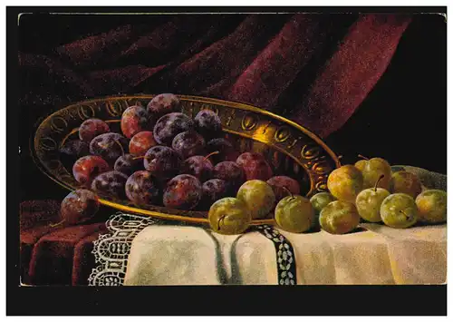 AK Artiste Paul Heckscher: Natures mortes - raisins rouges et jaunes, non utilisés
