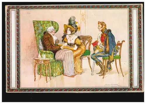 Künstler-AK Fischer-Koystrand: Aus der guten, alten Zeit TETSCHEN a.d. ELBE 1916