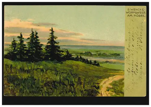 AK Artiste S. Wencke: Worpswede am Hillen, ELBERFELD 2 - 31.12.1903