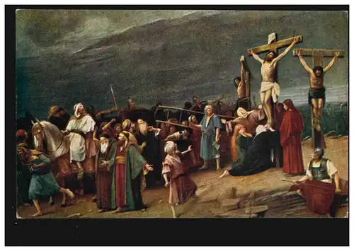 AK Mihaly Artiste de Munkacsy: Golgotha - Crucifixion Christ, inutilisé
