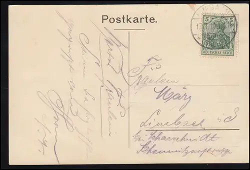 Künstler-AK Kleinbild Parkidylle mit Blumengirlande, LIMBACH (SACHS.) 17.1.1910 