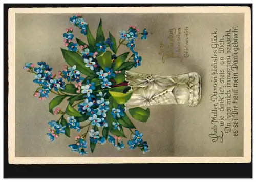 AK Fête des Mères Veilchenstrauss in Glasvase, Editeur Erika, inutilisé