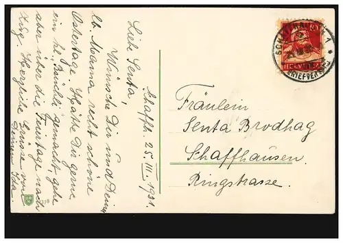 Suisse Artiste-AK Fleurs dans un vase avec deux anses, CHAFFHAUSEN, 25.3.1921