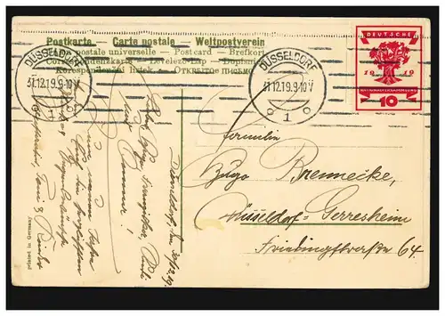 Carte de l'année de la nouvelle année nombre 1 image de paysage de glaçons, DÜSSELDORF 31.12.1919