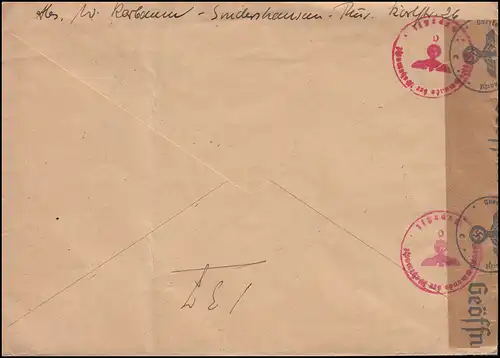 Zensur Oberkommando der Wehrmacht R-Brief 747+714+739+745, SONDERSHAUSEN 8.10.40