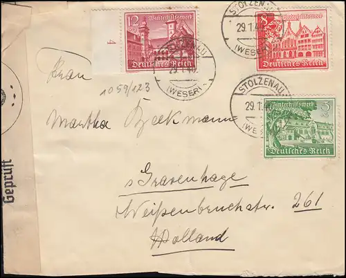 Zensur Oberkommando der Wehrmacht Brief 730+734+735 Bauwerke STOLZENAU 29.1.1940