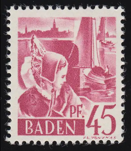 Baden 9yv II Freimarke 45 Pf. **