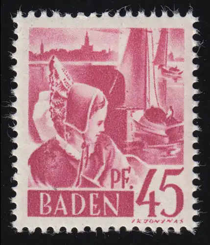 Baden 9yv III marque libre 45 pf. **