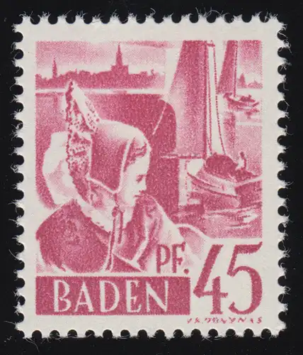 Baden 9yv I Freimarke 45 Pf. **
