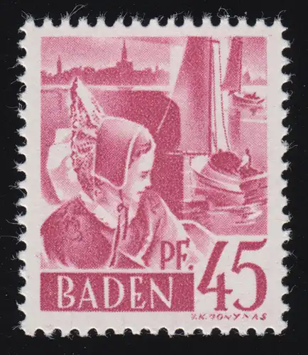 Baden 9 Freistemark 45 Pf. **