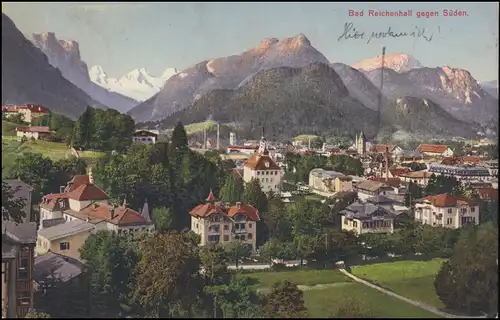 AK Bad Reichenhall contre le sud - Panorama avec des montagnes, couru vers 1913
