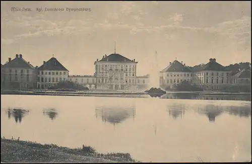 AK München: Kgl. Lustschloss Nymphenburg, MÜNCHEN 2BP 6.8.1913 nach Dülken