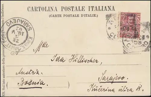 Militärpost K. und K. Milit. Post SARAJEVO 21.3.1902 auf AK Kirche ROMA 1902