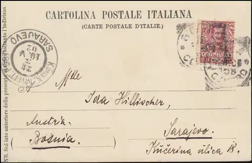 Poste militaire K. et K Milit. Post SARAJEVO 21.3.1902 sur AK Eglise ROMA 1902