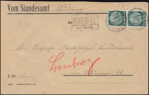 Landpost-Stempel Ludwag über SCHESSLITZ (LAND) 1934 Brief nach München
