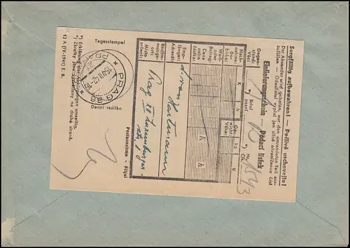 Bohême et Moravie: 72 Pernstein, 85 ans, sur la lettre de la ville R PRAG 15.7.42