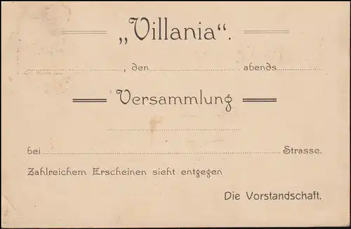 Bayern Postkarte PZD 4/02 Invitation Association VILLANIA, Blanko-O NÜRNBERG 1908