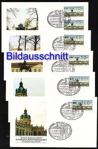 ATM Berlin, 14 Werte komplett 10-300, Satz auf 14 FDC ESSt BERLIN 4.5.1987
