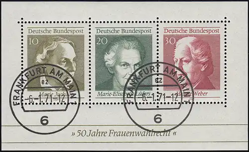 Block 5 Frauenwahlrecht 1969 - ohne Zähnungsloch rechts unten VS-O Ffm 6.1.71