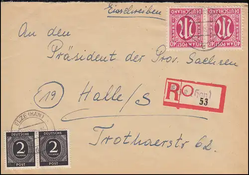 30 AM-Post im Paar mit 911 Kontrollrat MiF R-Brief Not-R-Zettel ELZE 20.6.1946