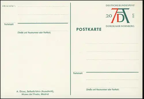 PSo 3/01: Dürer Selbstbildnis, postfrisch