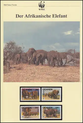 WWF Elefants 1991 Ouganda 960-963 phrases **, sur FDC et comme cartes maximales