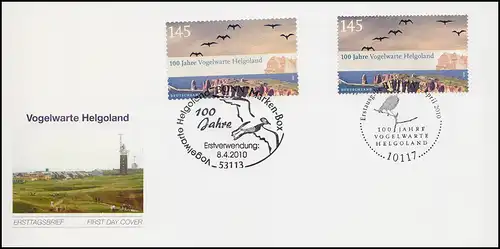 2793 Vogelwarte Helgoland selbst- und nassklebend 2792 auf einem FDC EV-O/ESSt