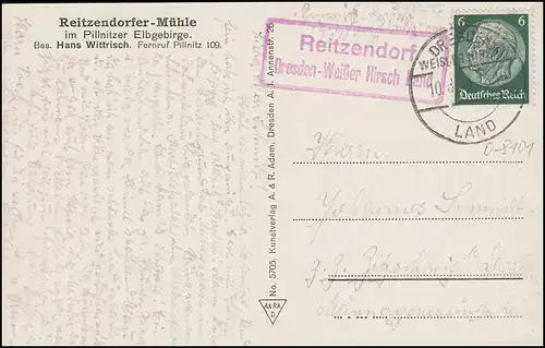 Le temple de Landpost Sritendorf Dresde - White Hirsch Land 10.8.1933 attention. AK