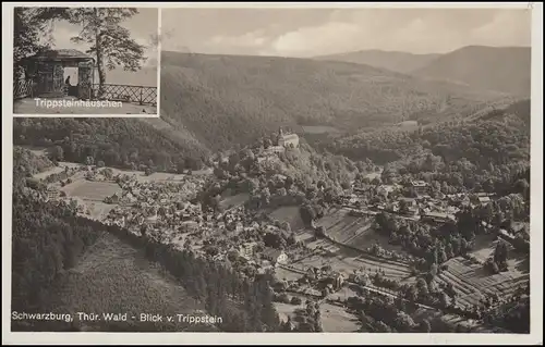 Landpost-Stempel Kälberfeld über WUTHA (THÜRINGEN) 11.10.1934 auf AK Schwarzburg