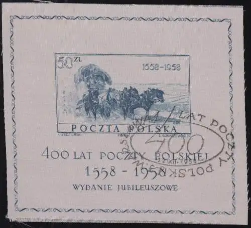 Polen Block 22 Polnische Post auf Seidenpapier 1958, ESSt Warschau 12.12.58