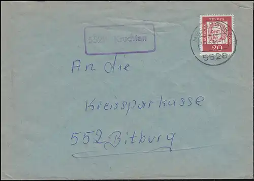 Landpost-Stempel 5529 Kruchten auf Brief NEUERBURG 18.6.1963