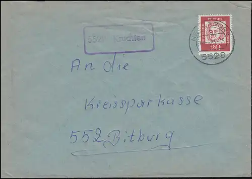 Temple de la poste de campagne 5529 griffes sur lettre NeueBURG 18.6.1963