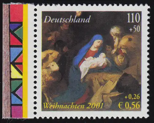 2227I Noël 110+50 Pf/ 0,56+0.28 Euro; Type I du bloc 56I, **