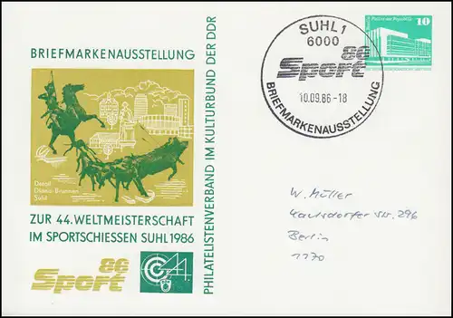 PP 17/70 Bauwerke 44. Weltmeisterschaft im Sportschiessen 1986, SSt SUHL 10.9.86