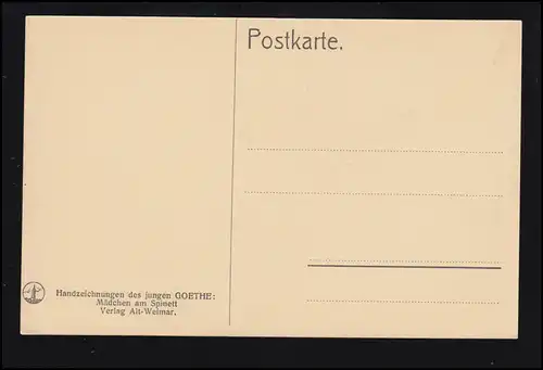 AK Handzeichnung des jungen Goethe: Mädchen am Spinett, ungebraucht