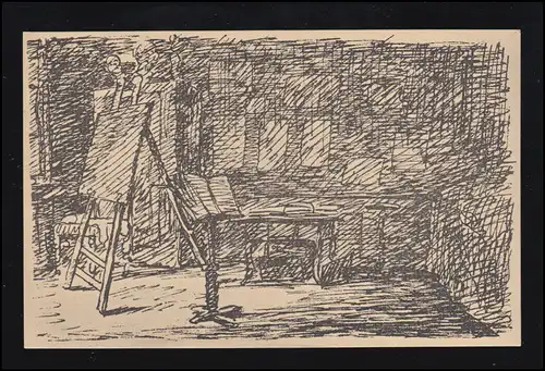 AK dessin à la main du jeune Goethe: chambre à Francfort, inutilisé