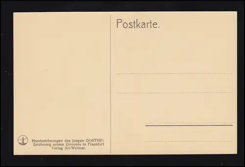 AK Handzeichnung des jungen Goethe: Zimmer in Frankfurt, ungebraucht